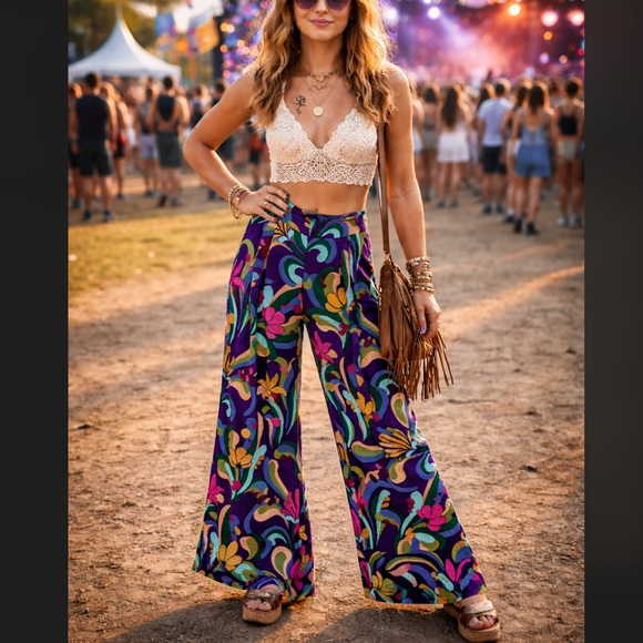 INC International Concepts Pants - INC International Concepts Vibrant Wide-Leg Pants linen blend size 4